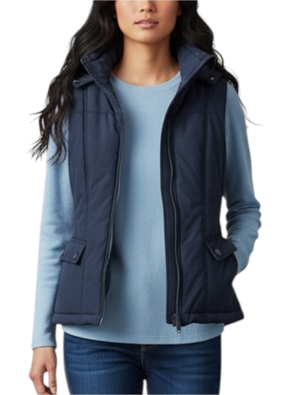 Liz & Co Navy Blue Puffer Zippered Vest Size S GorpCore Outdoors